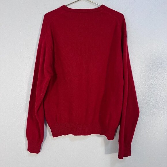 Embassy Row Two Ply Cashmere Long Sleeves V Neck Men's Red Sweater 30% Wool - Picture 2 of 6